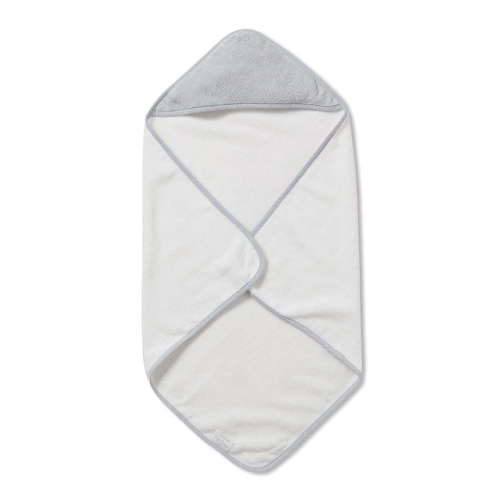 Mori Unisex Infant White And Grey Hooded Bath Towel White Grey Organic Cotton Absorbent Quick Drying Lightweight 75X75cm For Infants Durable Comfortable Blanket Ideal For Bathing Home Or Travel