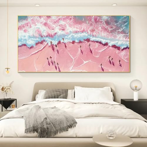 Impression sur toile vagues roses et art mural abstrait de mer - 2