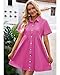 GRAPENT Denim Dress for Women Babydoll Tiered Short Sleeve Button Down Jean Shirt Dresses Pink Magenta Teacher Denim Outfits Country Concert Baby Doll Dresses Petite X-Small Size 0 Size 2