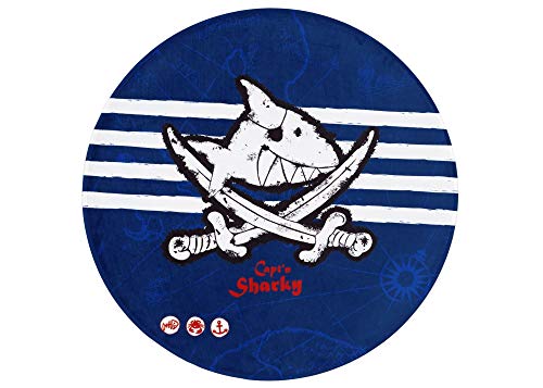 Kinderteppich rund | Teppich Kinderzimmer rund Mädchen Jungen in blau, Capt'n Sharky, weitere...
