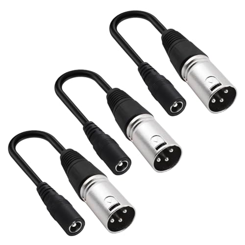 Cable de corriente DC a XLR macho de 16,5 cm, adaptadores estables para patinetes y bicis, pack de 3