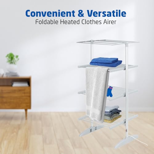 1ABOVE 4 TIER Foldable Heated Clothes Airer - 300W,1.8m Cable, Low Running Costs, Clothes Drying Rack for Indoor Outdoor - Image 5