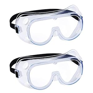 YunTuo 2 pack Safety Goggles, Adjustable,Lightweight Anti-Fog Protective Safety Glasses, Eye Protection, White