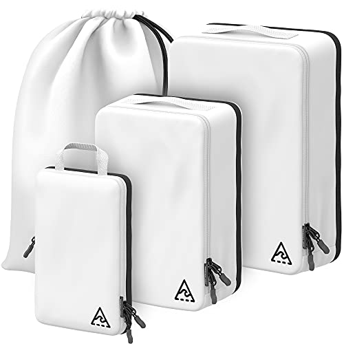 4-Piece Deluxe Compression Packing Cubes Travel - Maximize Space In Luggage With Double Capacity Design, Luxury Compressible Packing Cubes For Travel, Large, Small, & Medium Set