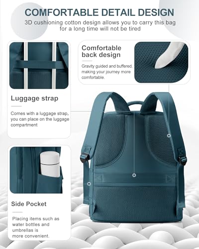 Image of coowoz Large Travel Backpack Carry On for Women Man Waterproof Gym Backpacks Mochila de Viaje Travel Bag Essentials Teacher Personal Item Backpack Rucksack Airplane Accessories Must Haves Peacock Blue