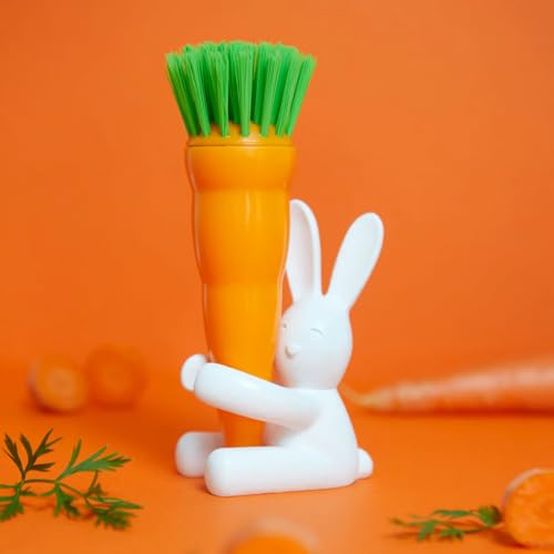 Miniatura 3 de Balvi Cepillo Lavaplatos Bunny Cepillo En Forma De Zanahoria Y Soporte En Forma De Conejo Para Platos