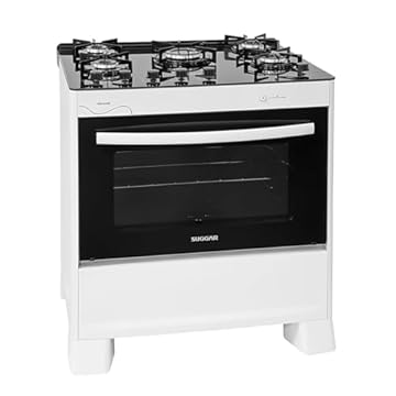 SUGGAR FOGÃO NEO GLASS BRANCO MESA DE VIDRO 5 BOCAS TREMPE 6 APOIOS ACENDIMENTO AUTOMÁTICO FGVNG510BR