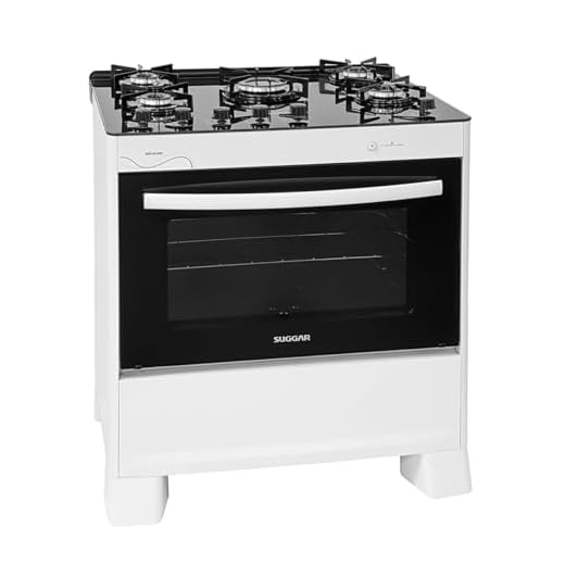 SUGGAR FOGÃO NEO GLASS BRANCO MESA DE VIDRO 5 BOCAS TREMPE 6 APOIOS ACENDIMENTO AUTOMÁTICO FGVNG510BR