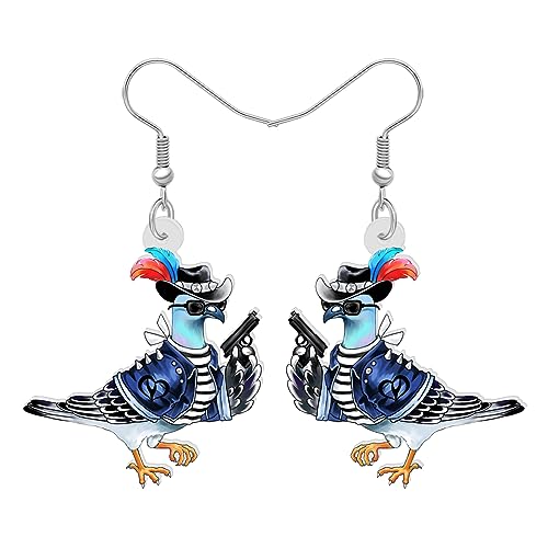 BAMAY Carino Piccione Orecchini Acrilico Pendenti Anime Uccello Pirata Charms Regali per Donna Ragazza Festa Gioielli (Cowboy)