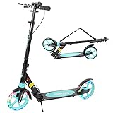 TENBOOM Scooter for Ages 8+ Teens and Adults Kick Scooter Foldable with Double Braking System Bells Adjustable Handlebars Kickstand Max Load 220 LBS 8' Big Wheels