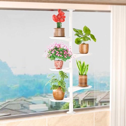 Support pour plantes d'intérieur vertical en métal porte-pot d'angle réglable à 5 étages