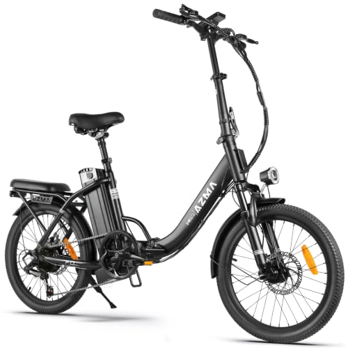 AZMA E Bike Klapprad Elektrofahrrad mit 20 Zoll Fat Tire, 36V20.8Ah/15Ah Lithium-Akku für Reichweite bis 100-140KM, 7-Gang Ebike Herren Damen für MTB, Strand & Stadt (F0-Schwarz)