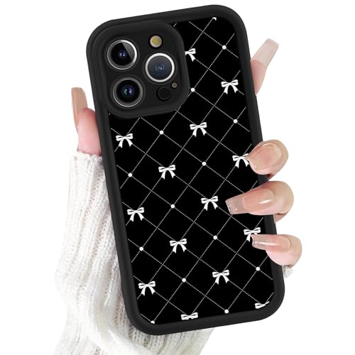 Coque de téléphone pour iPhone 15 Pro motif nœud et pois en silicone
