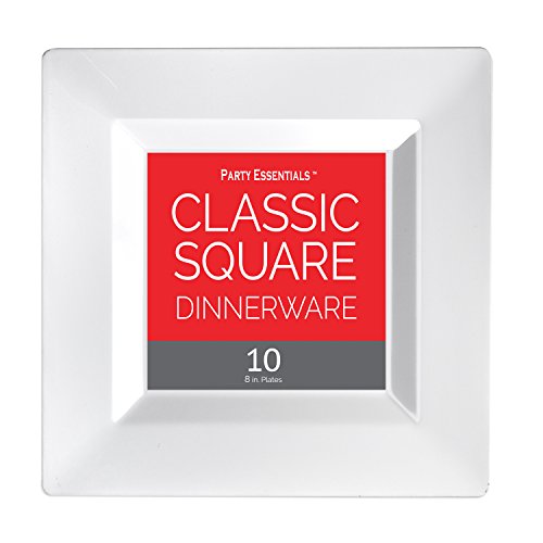 Party Essentials N891004 Classic Square Plates, 8", White (Pack of 120) by Party Essentials - Image 2