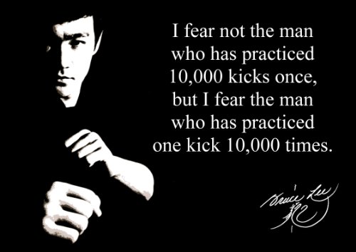 Bruce Lee (1) firmada Inspirational Motivational Quote Póster de cartel de imagen
