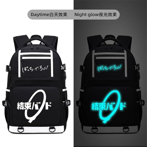 ISaikoy Anime Bocchi The Rock Backpack Daypack Bookbag Laptop School Bag with USB Port 42