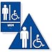 ComplianceSigns Acrylic ADA Restroom sign set, 12 inch Tactile + Braille Blue, California Style