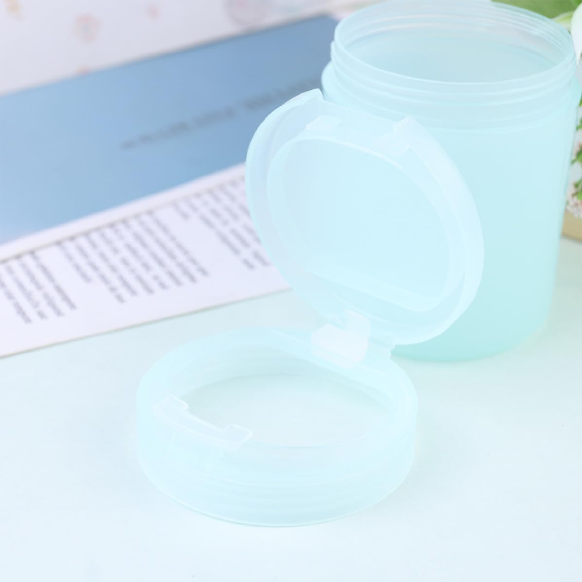 Kisangel Cotton Swab Storage Box with Pressable Lid for Easy Organization and Manicure Tools, Lightweight Green Plastic Cotton Storage Cylinder, Easy to Clean and Fashionable Candy-like