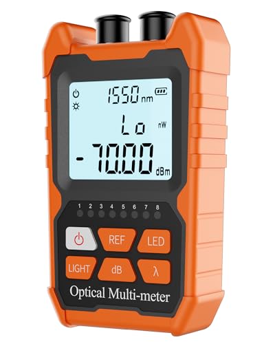 VANDESAIL Optical Power Meter, Rechargeable OPM-VFL Fiber Optic Cable Tester, with 2mW Visual Fault Locator, Supporting RJ45 Testing, ST/FC/SC Universal Interface for Optical Measurement