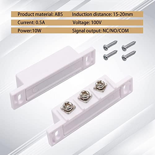 Image of weideer 2pcs MC-31B Magnetic Reed Switch Wired Surface Mount Normally Open Closed NC NO Door Contact Sensor Alarm Magnetic Door Switch White