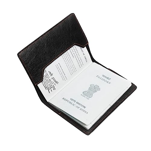 Image of The Messy Corner Vegan Leather Passport Cover for Men | Ultra Violet Rover Leather Passport Accessories for Travel (Black)
