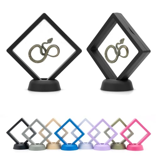 CKB LTD Paquete de 5 marcos flotantes en 3D, caja de almacenamiento, soporte de suspensión, para joyas, piedras preciosas, monedas coleccionables y artículos de manualidades (negro) 9 cm x 9 cm x 2 cm