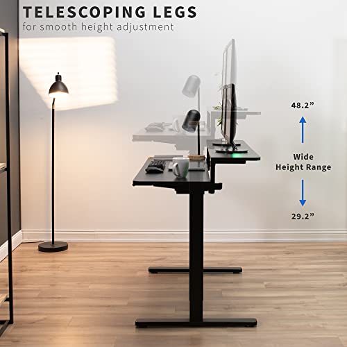 Vivo Electric 2 Tier Height Adjustable 55 X 28 Inch Stand Up Desk, Dual Tier Adjustable Shelf Standing Workstation With Memory Controller, Home And Office Furniture, Black, Desk-E-T55B #TOP6