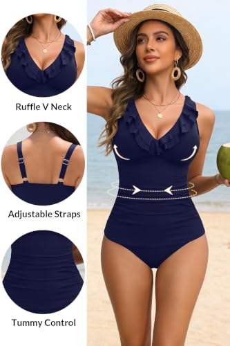 Image of Yonique Women's Ruffle Flounce Tankini Two Piece Bathing Suits