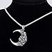 Jude Jewelers Stainless Steel Moon Crescent Shape Rose Flower Antique Vintage Cocktail Party Biker Pendant Necklace (Silver)
