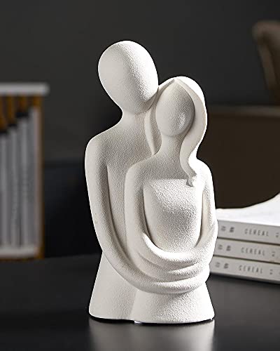 HYFAN Love Statue Hugging Couple Ceramic Decor Romantic Ornament Figurine Gift Meaningful Sculpture for Bedroom Home Office Shelf Desktop Decoration White product thumbnail 8