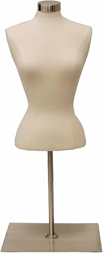 Forma del cuerpo del maniquí del torso del maniquí para mujer adulta con la parte superior rectangular de poste corto, base de metal cepillado