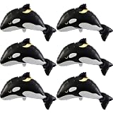 6 Pcs Under The Sea Animal Balloons, Ocean Creature Killer Whale Foil Balloons for Under The Sea Themed Birthday Party Baby Shower Decorations Supplies