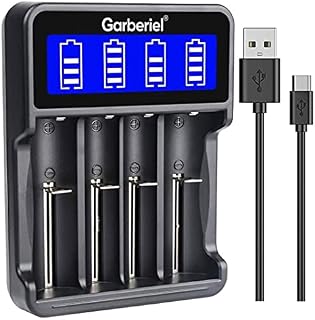 WholeFire 18650 Battery Charger, 4 Slots Vape Battery Charger LCD Display Smart Battery Charger for Rechargeable Li-ion 18650 26650 18490 17670 17500 16340 14500, Ni-MH/Ni-Cd A AA AAA Batteries