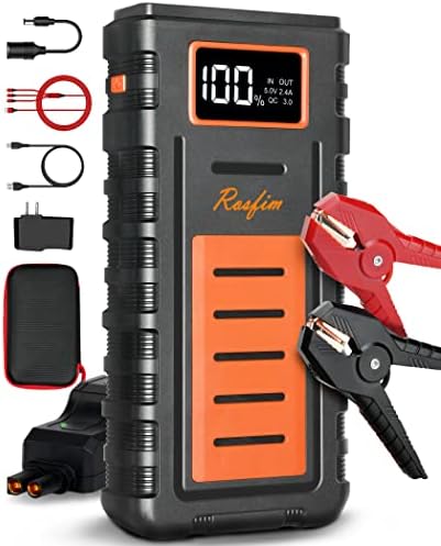 Rosfim 3000 Amp 12-Volt Jump Starter Battery Pack - Car Battery Booster Pack for up to 10-Liter Gas and 8-Liter Diesel Engines, USB-C PD 65W Portable Power Bank Charger LCD Display [Updated]
