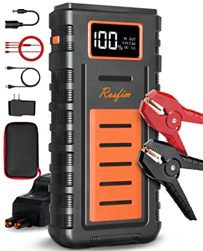 Rosfim 3000 Amp 12-Volt Jump Starter Battery Pack - Car Battery Booster Pack For Up To 10-Liter Gas And 8-Liter Diesel Engines, Usb-C Pd 65W Portable Power Bank Charger Lcd Display [Updated] #TOP1