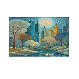 Times Square à New York Impression Sur Toile Central Park Style Art Nouveau Décoration Peinture Poster Mural Morden Affiche Decoration Pour Salon Chambre Restaurant Décorations 12x18inch(30x45cm)