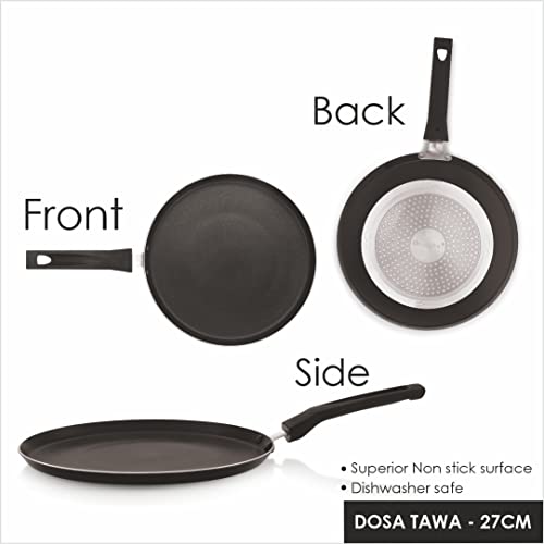 Image of Non‑Stick Cookware Combo | 27 cm Dosa Tawa & 23.5 cm Fry Pan | Induction Base, Fast Heating & Easy to Clean | PFOA‑Free Durable Non‑Stick Set | Ideal for Home & Gifting