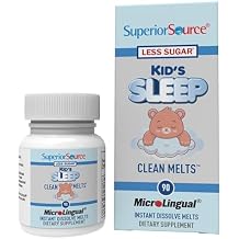 Superior Source Kids Sleep Clean Melts - Premium Sleep Supplement for Children - Contains Melatonin, L-Theanine & GABA - Less Sugar - Non-GMO, Gluten-Free - 90 MicroLingual Instant-Dissolve Melts