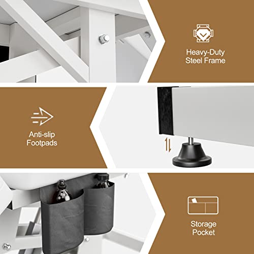 Paddie Electric Height Adjustable Tattoo Chair Facial Bed, Electric Lift Massage Table With Storage Pocket For Client/Esthetician, White #TOP5