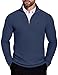 COOFANDY Men's Jumpers Polo Neck Quarter Zip Jumper Slim Fit Thick Warm Winter Sweaters Lightweight Knitted Long Sleeve Pullovers Navy Blue L