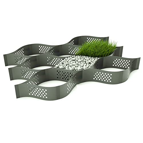 Pavimentos permeables de HDPE para Patios de jardín, cobertizos y Caminos Geo Grid de 2 Pulgadas Estabilización de estacionamiento de Camiones y vehículos recreativos de Alta Resistencia Cap