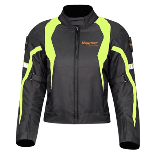 Msport Chaqueta de Moto Impermeable para Mujer, Chaqueta 4 Estaciones con Forro Térmico Extraíble, Transpirable y con Protecciones CE   Verde S