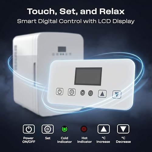 Image of KILIG Frio Ultra Mini Fridge | Portable Cooler & Warmer | 240V AC & 12V DC Power for Home & Car | Smart Temperature Control | Perfect for Food & Beverages, Travel, Skincare, Medicine | White