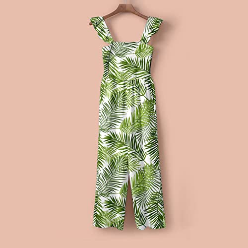 Women Casual Jumpsuit Summer Ruffled Straps High Waist Jumpsuit Floral Printed Jumpsuit Wide Leg Long Romper For Women #TOP3