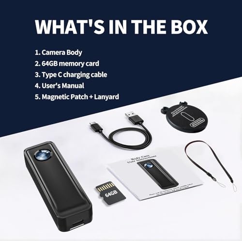 Image of Mini Action Camera 64GB, 4K 30FPS Body Camera, Wearable Hands Free Sports Camera with Magnetic Back Clip, Body Cam POV Records Using for Traveling Cycling Vlogging
