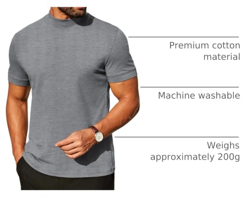 Image of COOFANDY Mens Mock Turtleneck Shirts Casual Premium Cotton Short Sleeve Shirt Basic Half Neck T-Shirts