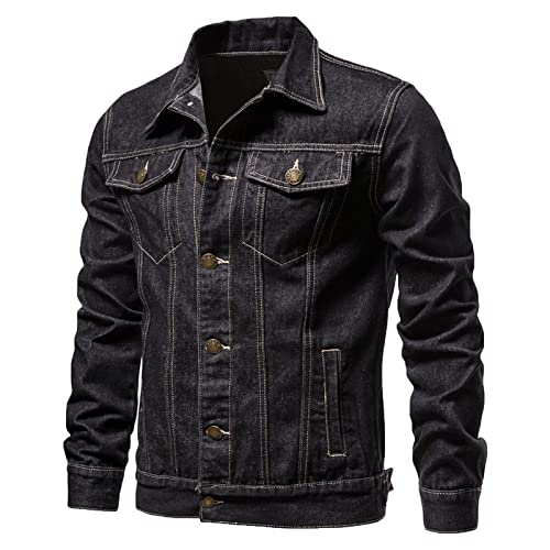 XUNRYAN Teen Boys Denim Jackets Long Sleeve Shirts Casual Button Down Blouse Lapel Shacket Jean Jackets Winter Fall Tops