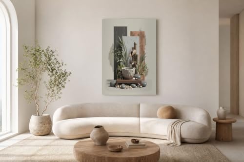 Peinture sur toile pour masquer un mur vide avec une decoration zen apaisante 80x120cm