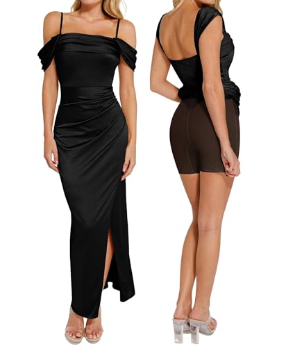 Popilush Womens Shapewear Maxi Dress Multi Way Wear Off The Shoulder Bodycon Long Cocktail Formal Dresses