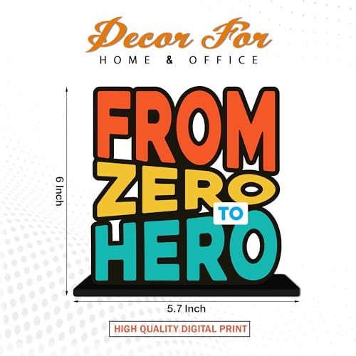 Image of Artvibes From Zero to Hero Inspirational Quotes Table Decor for Office Desk | Home Decoration Items | Living Room | Modern Art Wooden Showpiece Decorative Gift item (SP 1184)